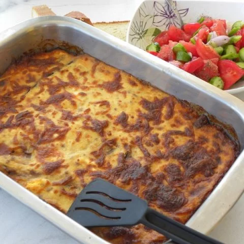 Bechamel on top of Moussakas image