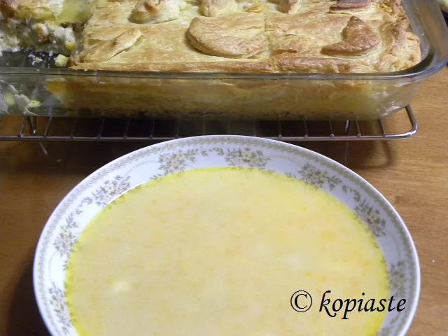 Chick pie and trahanas soup
