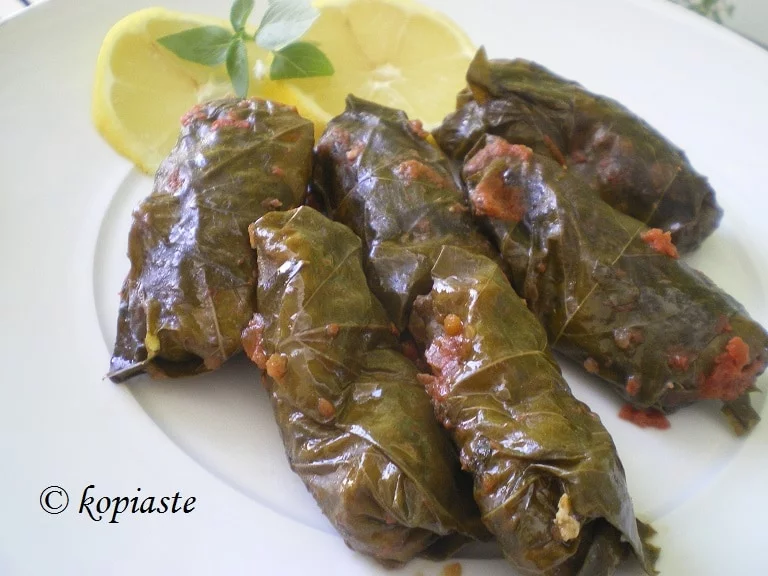 Koupepia Cypriot dolmades in tomato sauce