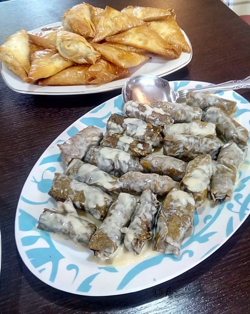 Dolmades avgolemono with tyropitakia image