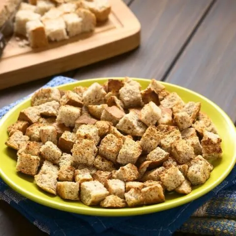 Homemade croutons photo