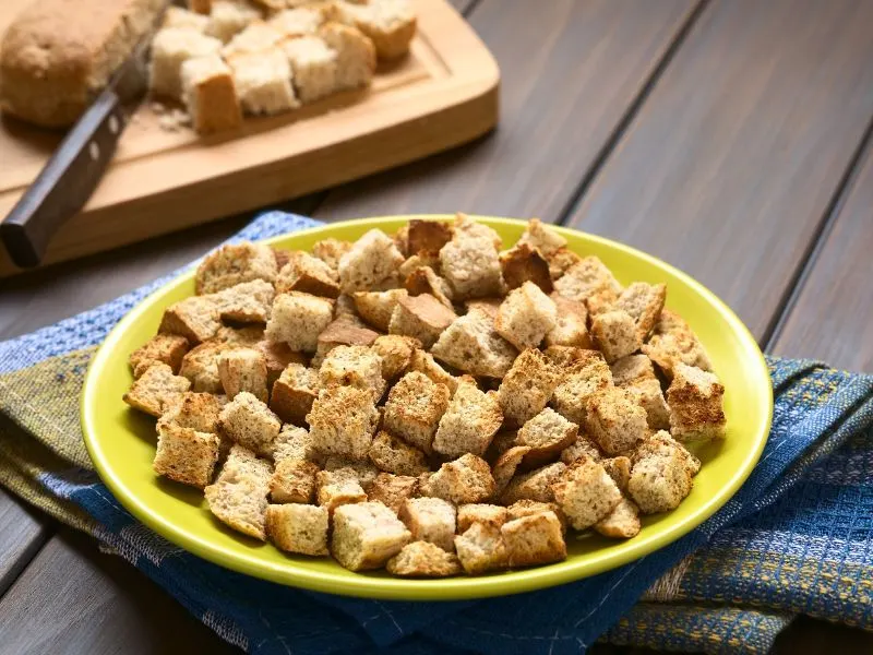 Homemade croutons photo