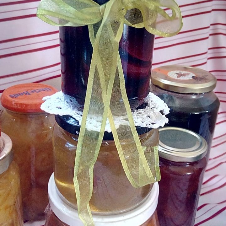 Jars of preserved fruit image