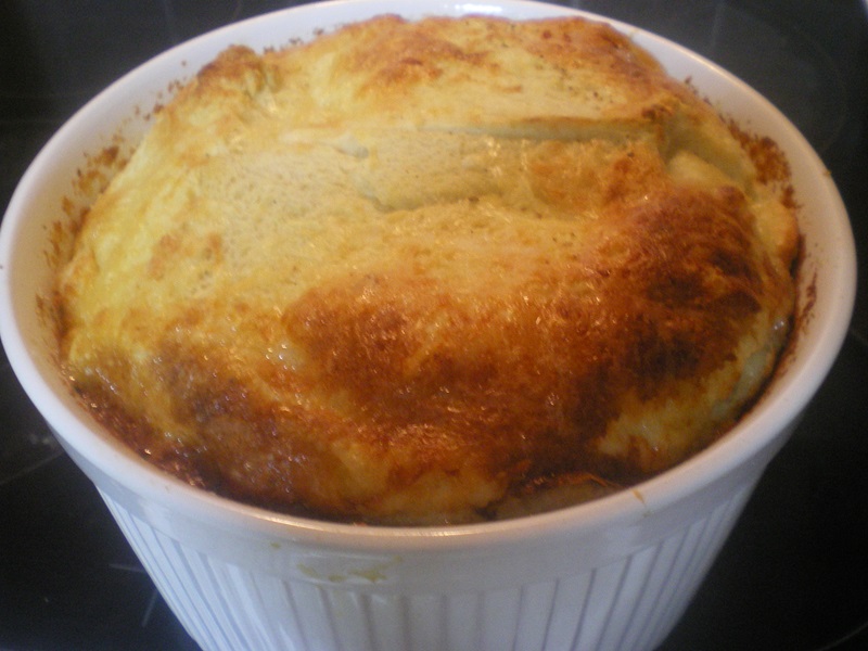 cheese souffle in a round pyrex image