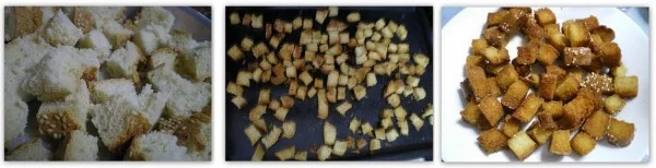croutons collage of preparation of croutons image