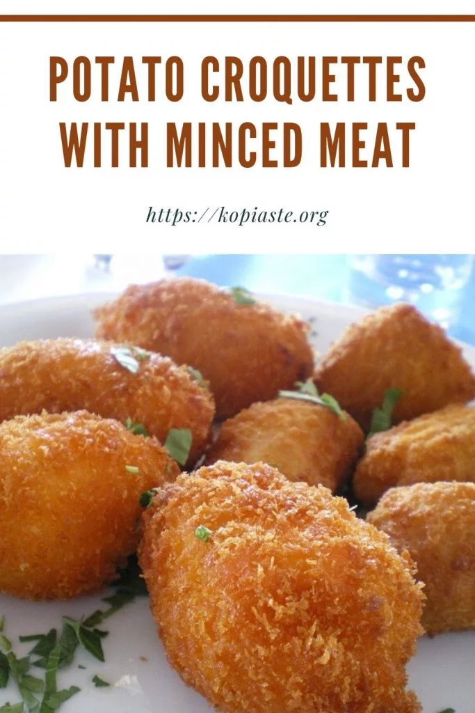 Collage potato croquettes with minced meat image