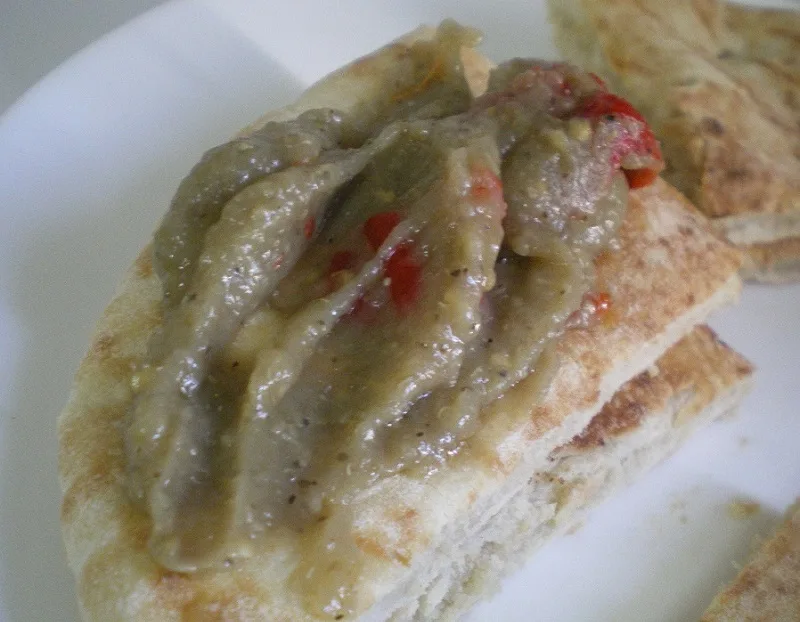 Melitzanosalata on pita bread image