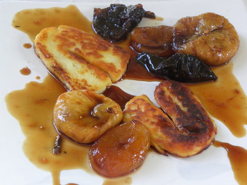 Halloumi with Caramelized Poached Dry Fruit for my mum