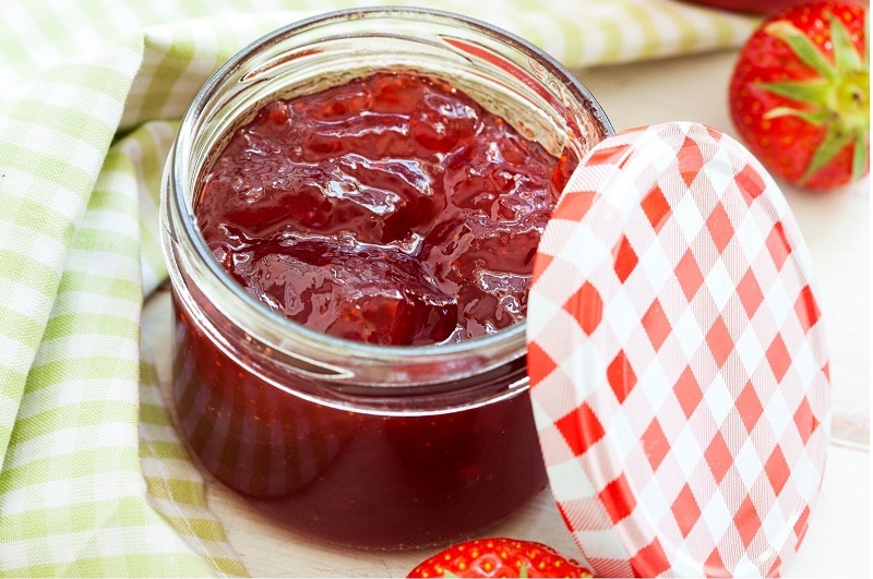 strawberry jam in a jar image
