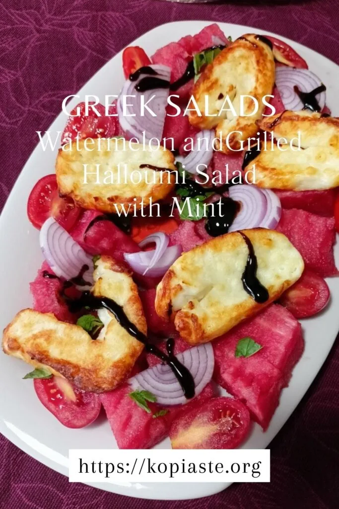Collage Watermelon and Grilled Halloumi Salad with Mint photo