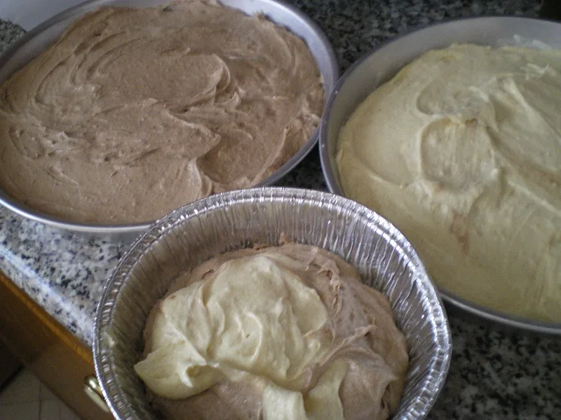 Batter divided in three pans image