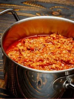 Greek Meat Sauce in a pot image