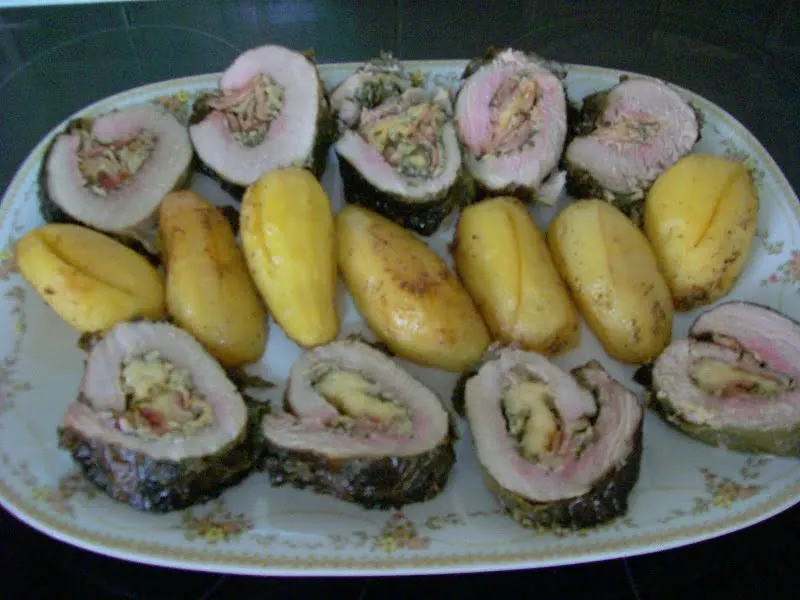 Pork roast with vine leaves image