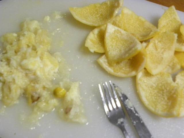 removing pith from the lemon peels