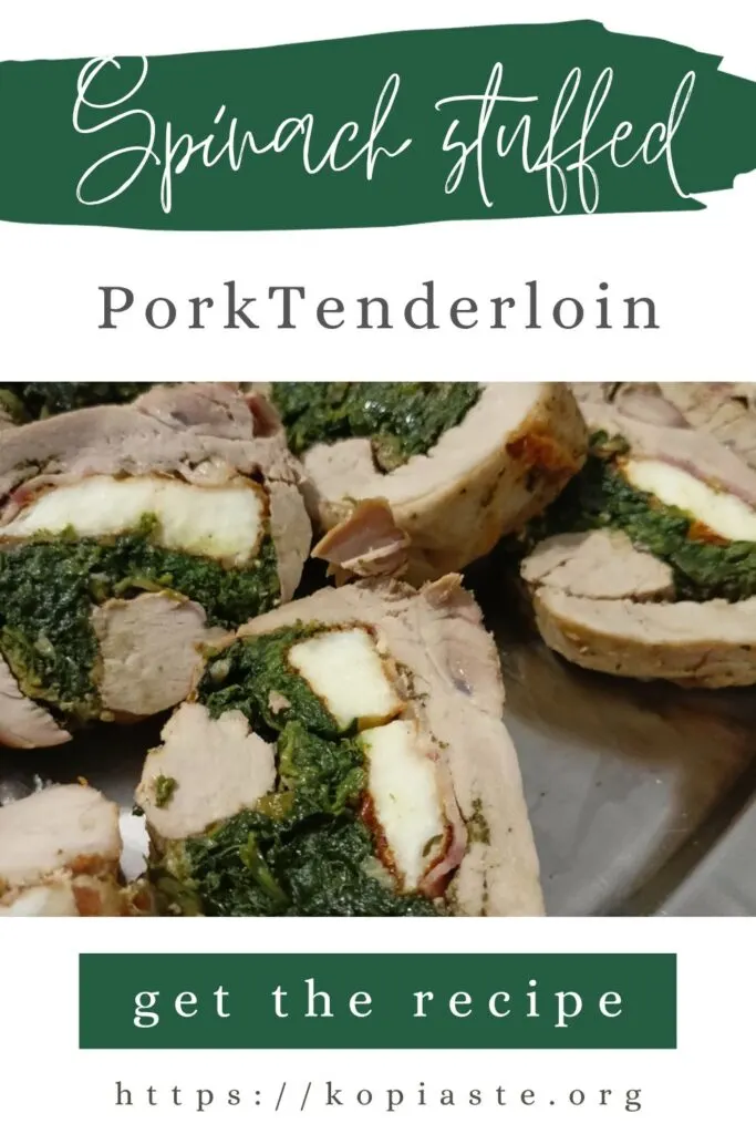 Collage Spinach stuffed pork tenderloin photo