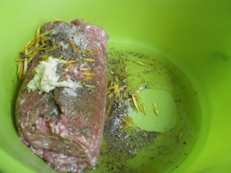 ground meat with spices for sausages image