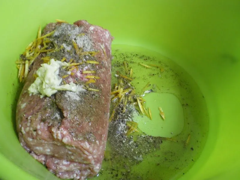 ground meat with spices for sausages image