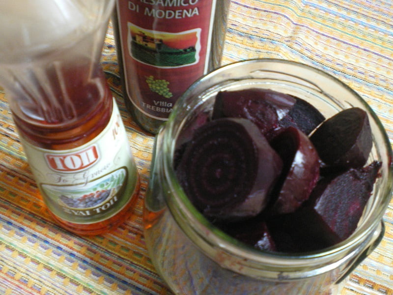 Pantzaria xydata (Beets Preserved in vinegar) and Beetroot Salad with leaves