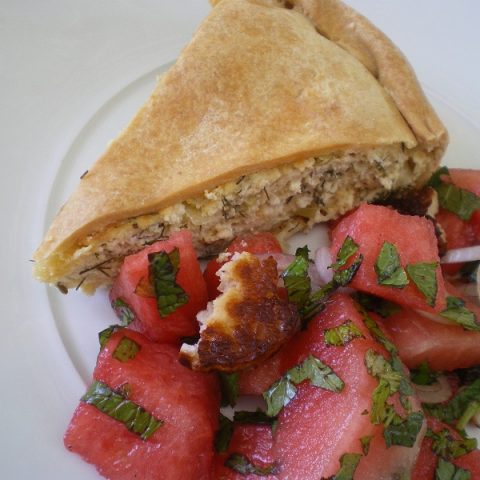 watermelon salad and tyropita image