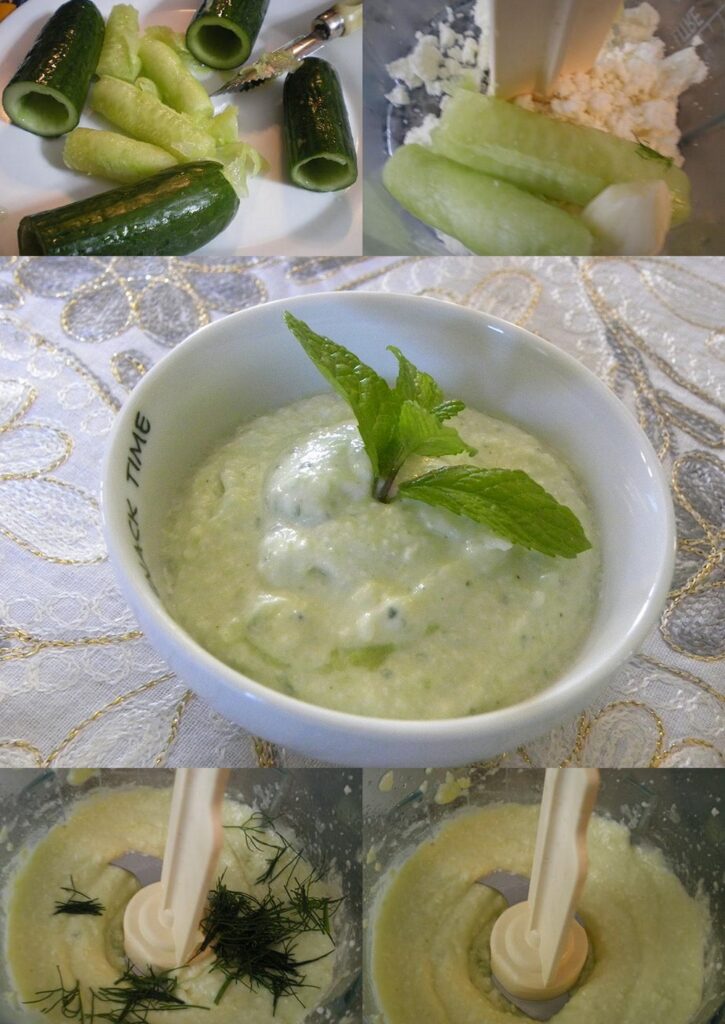 Collage preparation of fetatzatziki sauce image