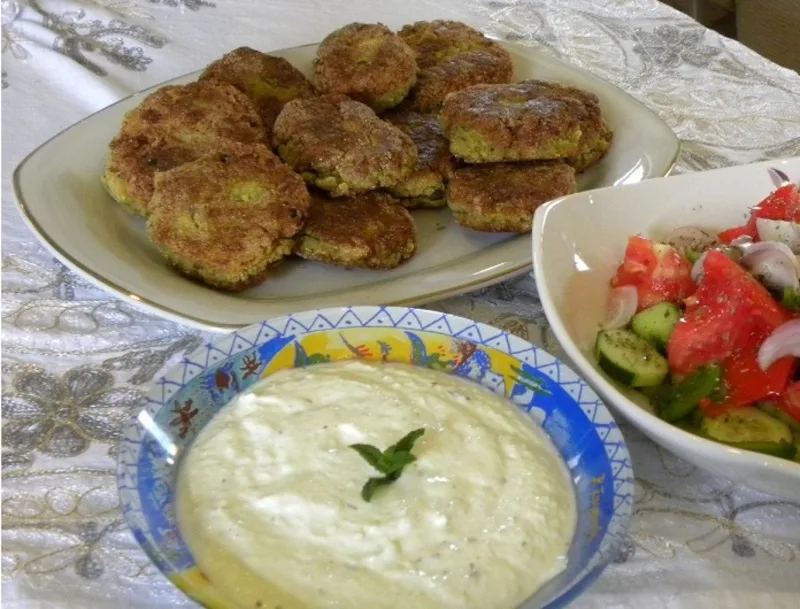 Fakokeftedes with fetatziki sauce image