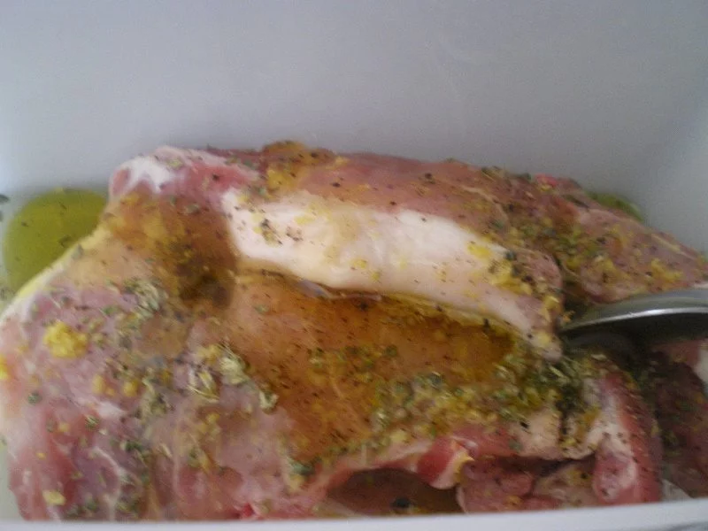 Marinating the pork chops image