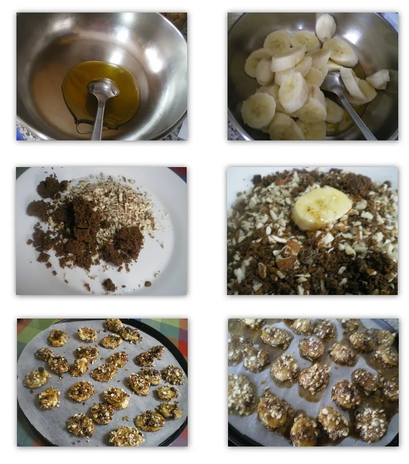 Collage caramelized bananas photo