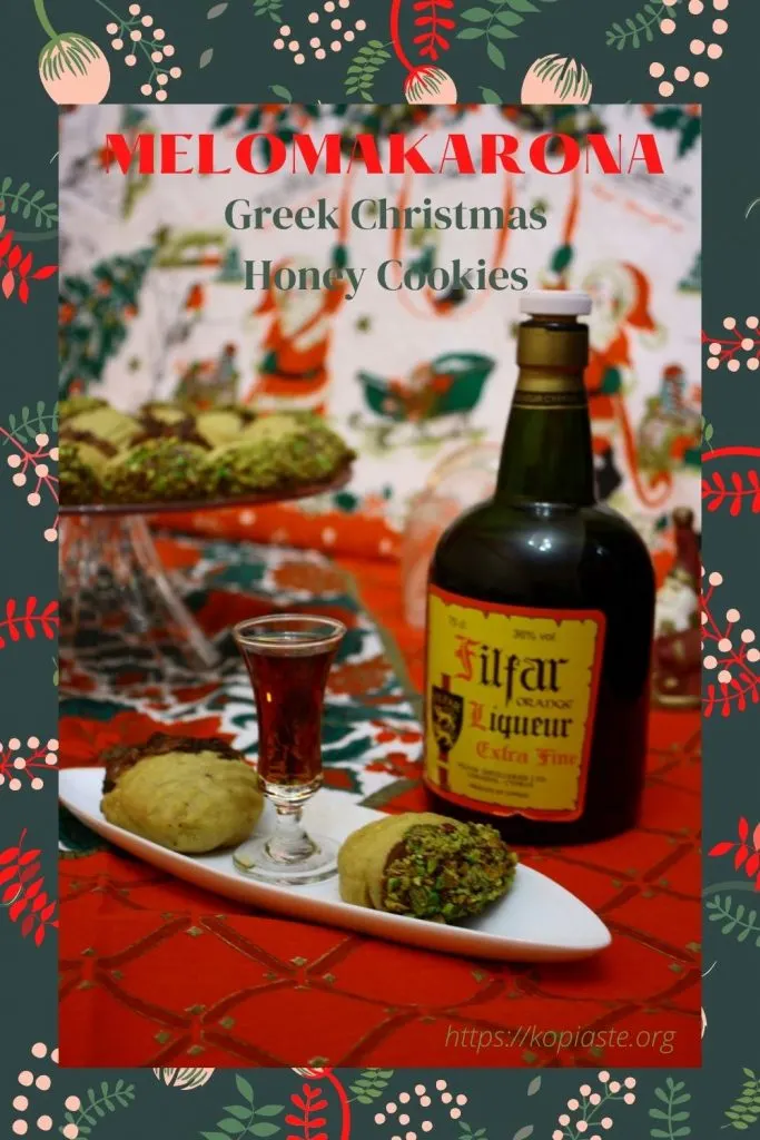 Collage Melomakarona with Chocolate and pistachios photo