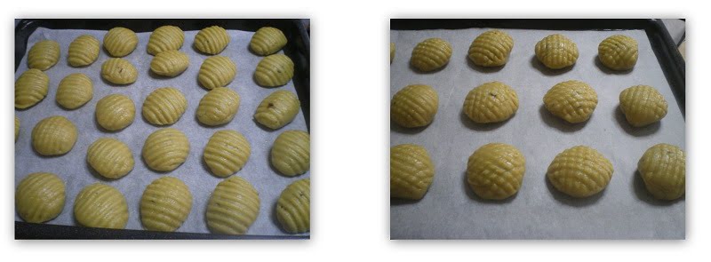 collage Melomakarona with chocolate before baking image