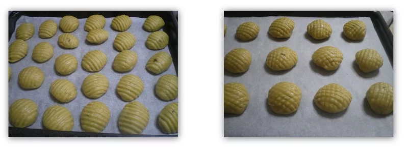 collage Melomakarona with chocolate before baking image