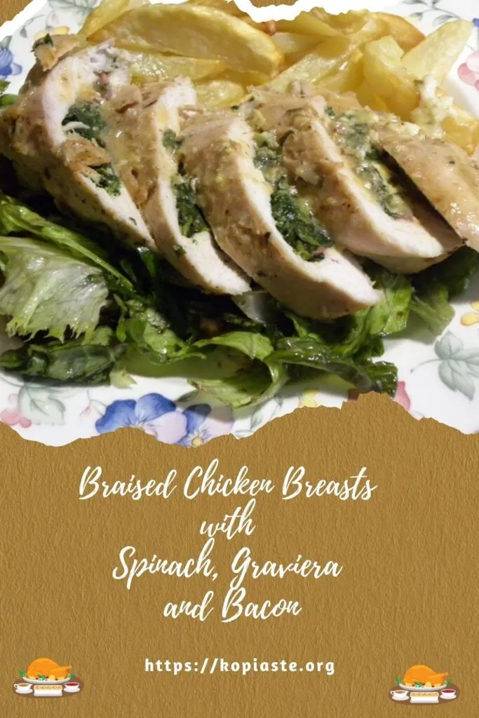 Collage Braised Chicken Breasts with Spinach, Graviera and Bacon image
