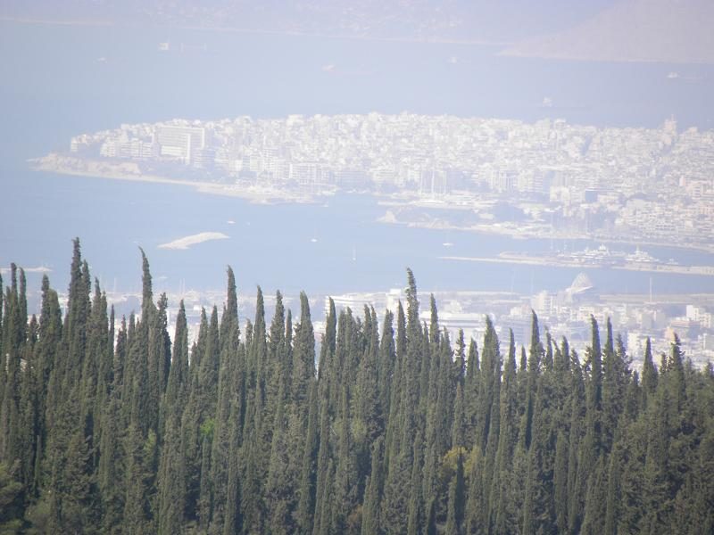 Athens view up to Piraeus closeup