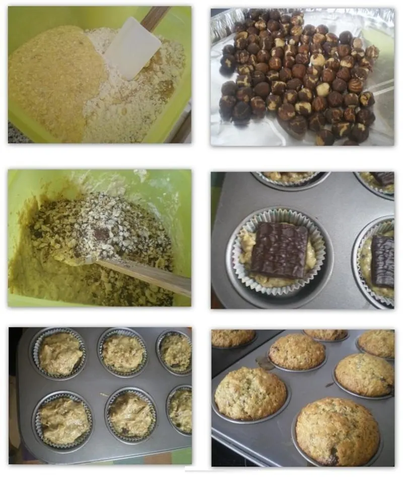 Collage banana and hazelnut muffins Collage banana and hazelnut muffins picture