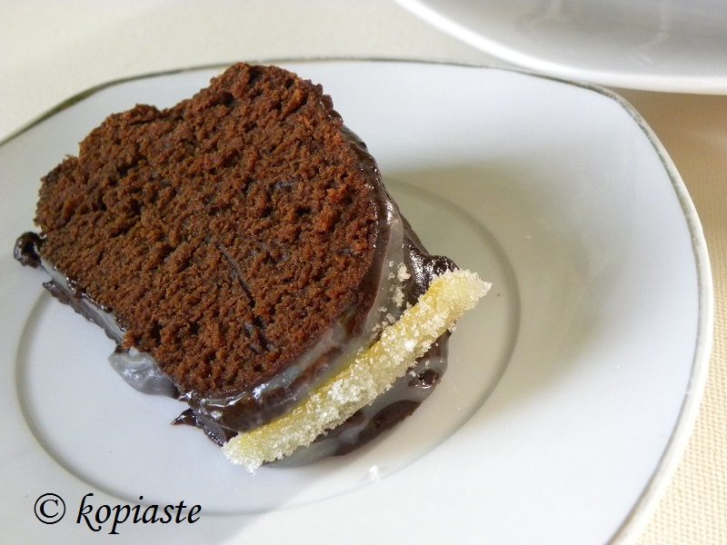 Piece of cake with candied lemon