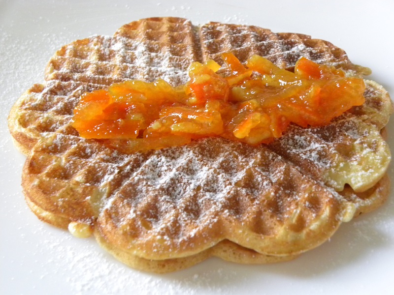 Waffles serves with mixed citrus marmalade image