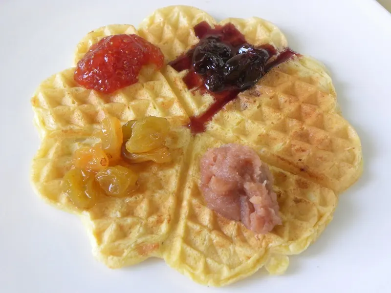 Waffle with assortment of ingredients waffles with an assortment of ingredients image
