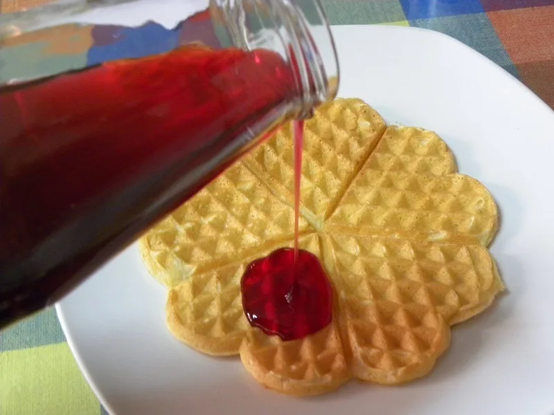 waffles with pomegranate syrup waffles with pomegranate syrup image
