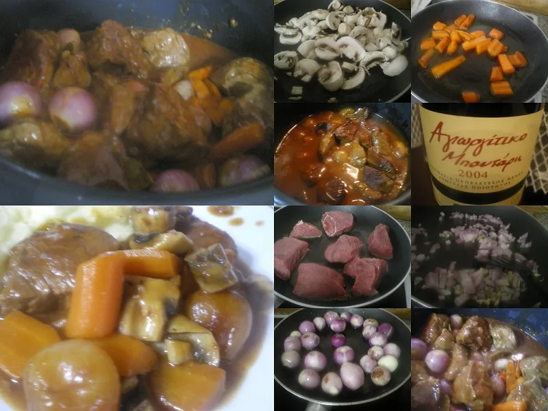 Collage Boeuf Bourguignon Collage ingredients for Boeuf Bourguignon image