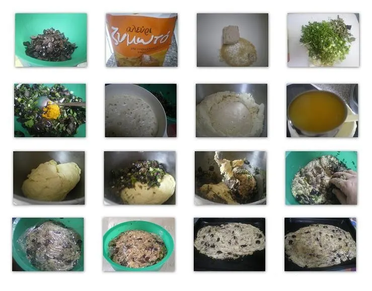 collage Lagana with olives collage Lagana with olives image