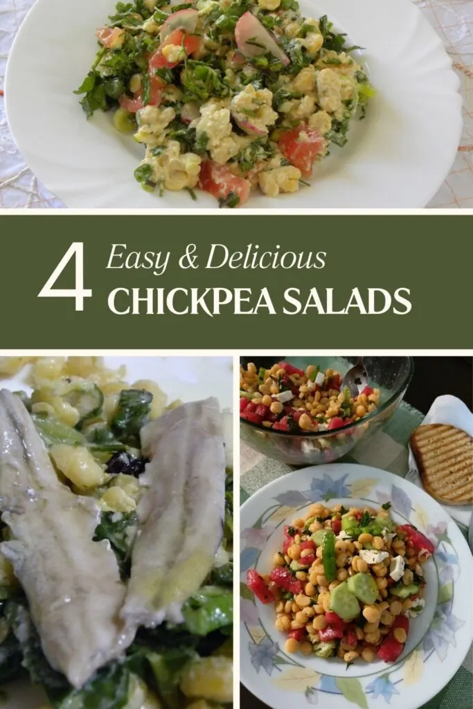 Collage 4 Easy and Delicious chickpea salads image
