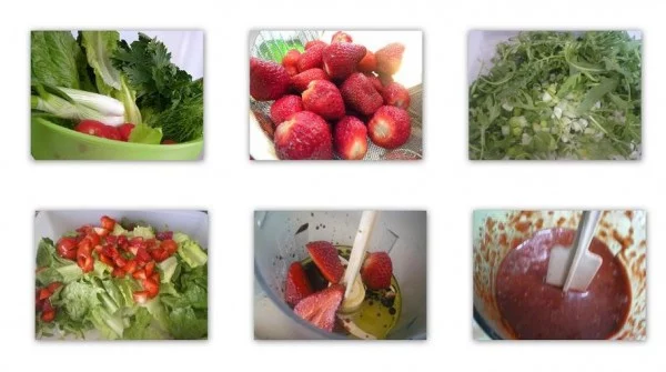 collage completed Salad with strawberries and chicken collage Salad with strawberries vinaigrette image