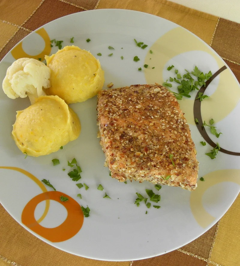 Crusted Salmon with Pumpkin Puree image