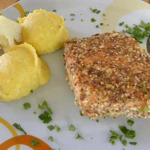 Pumpkin puree with Crusted Salmon image