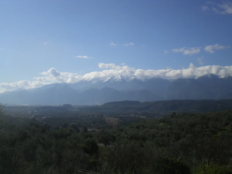 Sparti Taygettus in snow marked Mount Taygettus in Laconia, Greece image