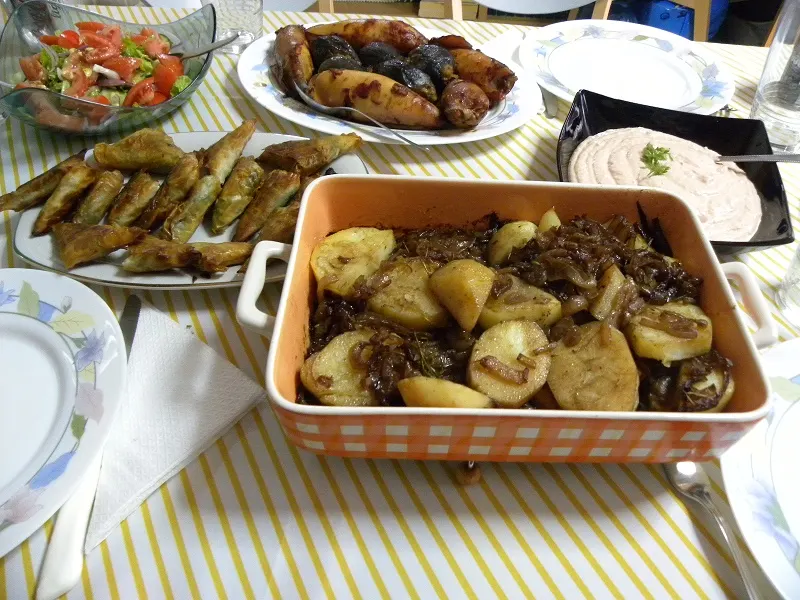 Pommes Lyonnaises 2 marked Vegan Pommes Lyonnaise with other Lenten food image