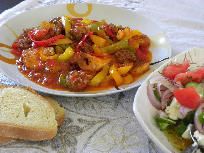 Spetzofai with halloumi image