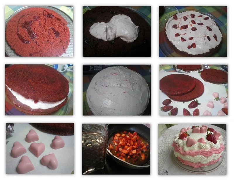 Collage assembling the cake image