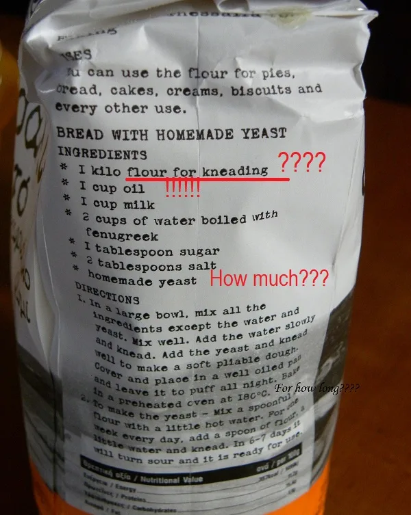 Instructions to make bread in English image