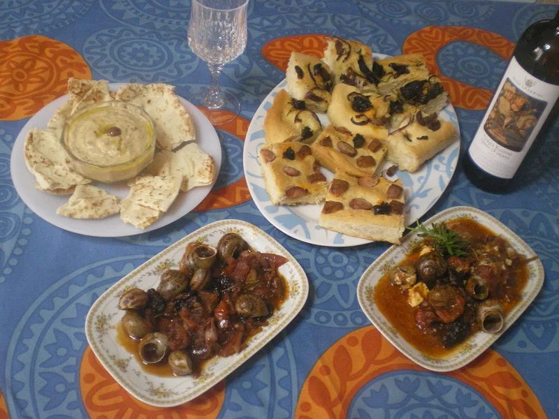 Greek Food Greek Appetizers served with Greek wine image