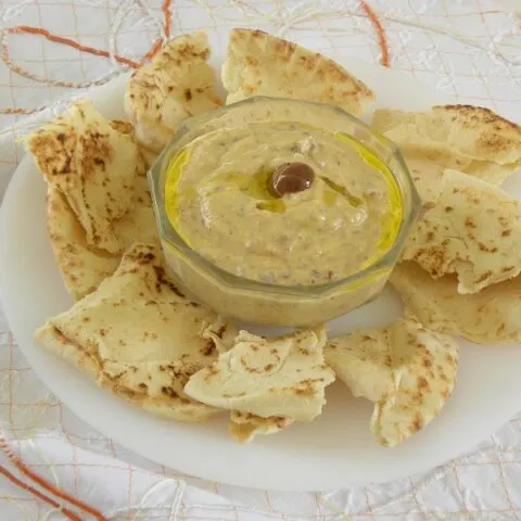 Hoummous with olives and butternut squash picture
